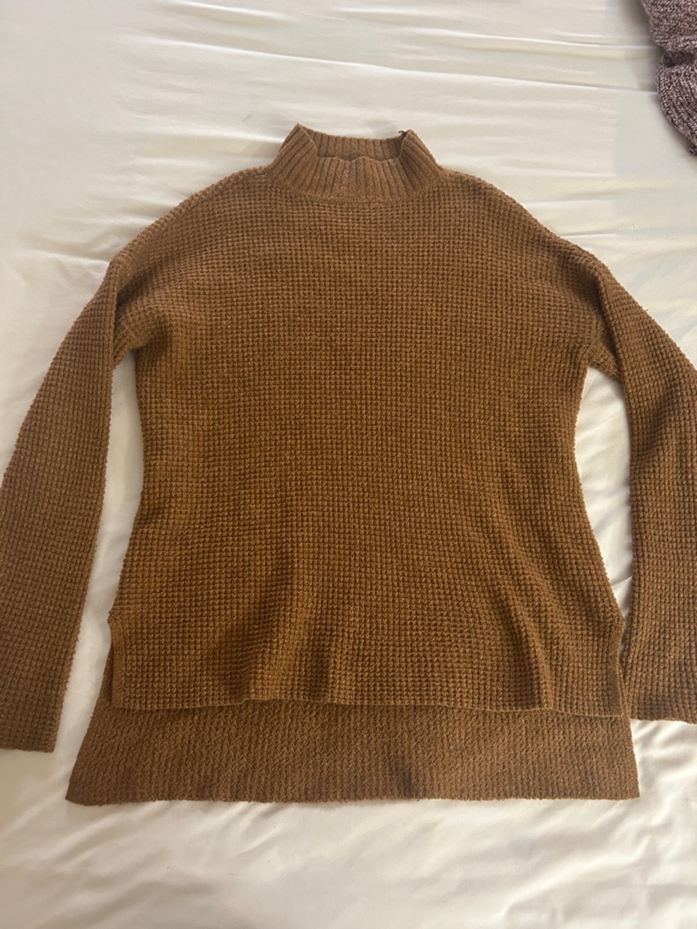 SO Brown Ribbed Mock Neck Sweater